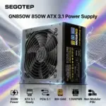 Segotep GN850W 850W ATX 3.1 Non-Modular Power Supply, 80 Plus Gold, PCIe 5.1, 12VHPWR 16 Pin Native GPU Support, LLC DC-DC Ultra Stable High Efficiency, Quiet 120mm Fan Gaming PSU | BLACK 