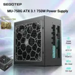 Segotep Kunlun MU-750G ATX 3.1 750W Power Supply, 80 Plus Gold, PCIe 5.1, 12V-2x6 Native GPU Connector, LLC DC-DC Japanese Capacitors, Silent FDB Fan Gaming PSU | BLACK ~ Kunlun Series