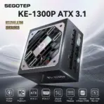 SEGOTEP KE-1300P 1300W ATX 3.1 80 PLUS PLATINUM Full Modular PSU, PCIe 5.1, Digital DSP Monitoring, Japanese Capacitors, 12V-2×6 Smart Power Supply | BLACK ~ Kunlun Series 