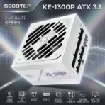 SEGOTEP KE-1300P 1300W ATX 3.1 80 PLUS PLATINUM Full Modular PSU, PCIe 5.1, Digital DSP Monitoring, Japanese Capacitors, 12V-2×6 Smart Power Supply | WHITE ~ Kunlun Series