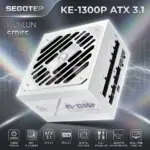 SEGOTEP KE-1300P 1300W ATX 3.1 80 PLUS PLATINUM Full Modular PSU, PCIe 5.1, Digital DSP Monitoring, Japanese Capacitors, 12V-2×6 Smart Power Supply | WHITE ~ Kunlun Series