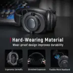 FIFINE H8 Wired Studio Headphone 3.5mm + 6.35mm for Recording, Closed-Back, 50mm Drivers, 32Ω, Passive Noise Isolation, Detachable Cable, Retractable Design For Monitoring Gaming Podcast | BLACK - Image 5
