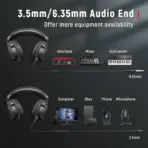 FIFINE H8 Wired Studio Headphone 3.5mm + 6.35mm for Recording, Closed-Back, 50mm Drivers, 32Ω, Passive Noise Isolation, Detachable Cable, Retractable Design For Monitoring Gaming Podcast | BLACK - Image 6