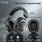 FIFINE H8 Wired Studio Headphone 3.5mm + 6.35mm for Recording, Closed-Back, 50mm Drivers, 32Ω, Passive Noise Isolation, Detachable Cable, Retractable Design For Monitoring Gaming Podcast | BLACK