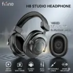 FIFINE H8 Wired Studio Headphone 3.5mm + 6.35mm for Recording, Closed-Back, 50mm Drivers, 32Ω, Passive Noise Isolation, Detachable Cable, Retractable Design For Monitoring Gaming Podcast | BLACK