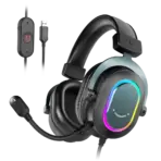 FIFINE AmpliGame H6 USB Gaming Headset with RGB & 7.1 Surround Sound, Omni Condenser Mic, 48KHz, USB-A, Lightweight Memory Foam Breathable Ear Cushions, Streaming Headphones on PS4/PS5 | BLACK - Image 2