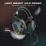 FIFINE AmpliGame H6 USB Gaming Headset with RGB & 7.1 Surround Sound, Omni Condenser Mic, 48KHz, USB-A, Lightweight Memory Foam Breathable Ear Cushions, Streaming Headphones on PS4/PS5 | BLACK - Image 4
