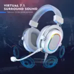 FIFINE AmpliGame H6 USB Gaming Headset with RGB & 7.1 Surround Sound, Omni Condenser Mic, 48KHz, USB-A, Lightweight Memory Foam Breathable Ear Cushions, Streaming Headphones on PS4/PS5 | WHITE / SILVER - Image 3