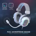 FIFINE AmpliGame H6 USB Gaming Headset with RGB & 7.1 Surround Sound, Omni Condenser Mic, 48KHz, USB-A, Lightweight Memory Foam Breathable Ear Cushions, Streaming Headphones on PS4/PS5 | WHITE / SILVER - Image 5