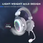 FIFINE AmpliGame H6 USB Gaming Headset with RGB & 7.1 Surround Sound, Omni Condenser Mic, 48KHz, USB-A, Lightweight Memory Foam Breathable Ear Cushions, Streaming Headphones on PS4/PS5 | WHITE / SILVER - Image 6