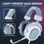 FIFINE AmpliGame H6 USB Gaming Headset with RGB & 7.1 Surround Sound, Omni Condenser Mic, 48KHz, USB-A, Lightweight Memory Foam Breathable Ear Cushions, Streaming Headphones on PS4/PS5 | WHITE / SILVER - Image 9