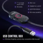 FIFINE AmpliGame H13 USB Gaming Headset RGB 7.1 Surround Sound 50mm Drivers Active Noise Cancelling Mic 48KHz EQ Control Inline Controller Gaming Headphones | BLACK - Image 5