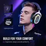 FIFINE AmpliGame H13 USB Gaming Headset RGB 7.1 Surround Sound 50mm Drivers Active Noise Cancelling Mic 48KHz EQ Control Inline Controller Gaming Headphones | BLACK - Image 6