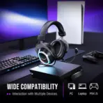 FIFINE AmpliGame H13 USB Gaming Headset RGB 7.1 Surround Sound 50mm Drivers Active Noise Cancelling Mic 48KHz EQ Control Inline Controller Gaming Headphones | BLACK - Image 8