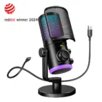 FIFINE AmpliGame AM6 RGB Gaming PC Condenser Microphone, Dual-Mic Noise Canceling for Podcast/Twitch/Discord, ChatMix Dial, Cardioid 70Hz–20KHz, USB Plug & Play, For PC Mac PS4 PS5 - Image 9