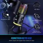 FIFINE AmpliGame AM6 RGB Gaming PC Condenser Microphone, Dual-Mic Noise Canceling for Podcast/Twitch/Discord, ChatMix Dial, Cardioid 70Hz–20KHz, USB Plug & Play, For PC Mac PS4 PS5 - Image 3