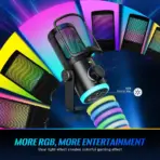 FIFINE AmpliGame AM6 RGB Gaming PC Condenser Microphone, Dual-Mic Noise Canceling for Podcast/Twitch/Discord, ChatMix Dial, Cardioid 70Hz–20KHz, USB Plug & Play, For PC Mac PS4 PS5 - Image 4