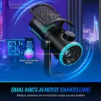 FIFINE AmpliGame AM6 RGB Gaming PC Condenser Microphone, Dual-Mic Noise Canceling for Podcast/Twitch/Discord, ChatMix Dial, Cardioid 70Hz–20KHz, USB Plug & Play, For PC Mac PS4 PS5 - Image 5