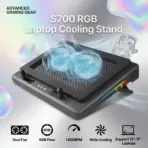S700 Laptop Cooling Stand For 12”–17” Laptops, Dual 140mm Fans 1400RPM, RGB Lighting, USB Powered 5V, Lightweight 0.9KG, Wide Cooling Base Design