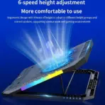 S900 Gaming Laptop Cooling Pad For 12”–17” Laptops, Dual 140mm Fans 1200RPM, RGB 10 Modes + Blue LED Fans, Adjustable Speed Pulley, USB Powered 5V, Slim Design With Phone Holder - Image 4