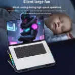 S900 Gaming Laptop Cooling Pad For 12”–17” Laptops, Dual 140mm Fans 1200RPM, RGB 10 Modes + Blue LED Fans, Adjustable Speed Pulley, USB Powered 5V, Slim Design With Phone Holder - Image 6