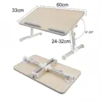 Foldable Laptop Desk 60×33cm with Adjustable Height 24–32cm, 0–36° Tilt ,Wooden MDF Panel, Aluminum Legs ,With Wrist Soft Strip, Portable Bed Table For 14” 15” 17” Laptops  | Beige - Image 9