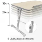 Foldable Laptop Desk 60×33cm with Adjustable Height 24–32cm, 0–36° Tilt ,Wooden MDF Panel, Aluminum Legs ,With Wrist Soft Strip, Portable Bed Table For 14” 15” 17” Laptops  | Beige - Image 10