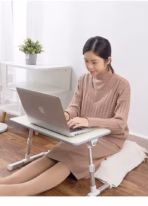 Foldable Laptop Desk 60×33cm with Adjustable Height 24–32cm, 0–36° Tilt ,Wooden MDF Panel, Aluminum Legs ,With Wrist Soft Strip, Portable Bed Table For 14” 15” 17” Laptops  | Beige - Image 5