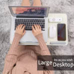 Foldable Laptop Desk 60×33cm with Adjustable Height 24–32cm, 0–36° Tilt ,Wooden MDF Panel, Aluminum Legs ,With Wrist Soft Strip, Portable Bed Table For 14” 15” 17” Laptops  | Beige - Image 3