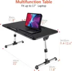 Foldable Laptop Mini Desk 52×30cm Adjustable Height 24–32cm 0–36° Tilt MDF Panel Aluminum Legs With Wrist Pad Tablet Groove Portable Bed Table For 14”–17” Laptops Black - Image 7