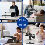 Foldable Laptop Mini Desk 52×30cm Adjustable Height 24–32cm 0–36° Tilt MDF Panel Aluminum Legs With Wrist Pad Tablet Groove Portable Bed Table For 14”–17” Laptops Black - Image 3