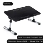 Foldable Laptop Mini Desk 52×30cm Adjustable Height 24–32cm 0–36° Tilt MDF Panel Aluminum Legs With Wrist Pad Tablet Groove Portable Bed Table For 14”–17” Laptops Black - Image 8