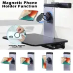 Rear Car Seat Tray Table, Universal Fit Foldable Stand With Cup Holder & MagSafe Mount, Metal Frame, Sturdy Grip, Portable Dining Work Entertainment Car Tray  - Image 3