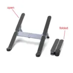 H-Shape Laptop Stand Aluminum 6-Level Adjustable With Damping Shaft Foldable Pocket Size Cooling Ergonomic For Laptops Tablets MacBooks 215g Silver Black - Image 2