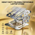 Heavy Duty Gaming Laptop Foldable Stand ,  for 13–19 Inch Laptops, 360° Rotating, Stepless Height Adjustable, Carbon Steel Alloy, Cooling, Anti Slip, 1.9kg, Stable Ergonomic
