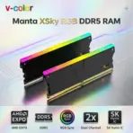 V-Color Manta XSky RGB DDR5 16GB 6000MT/s CL30 1.35V EXPO RAM Kit (2x 8GB), SK Hynix IC, AMD AM5 Optimized, RGB Sync, On-Die ECC, High Performance Gaming Memory | BLACK ~ TMXSAL8G60830KWK