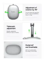HOCO W55 Wireless Bluetooth 5.4 Headphones, 90H Battery, 800mAh, 40mm Drivers, TF Card, AUX, Built-In Mic, Closed Design, Multi Mode | SILVER - Image 9