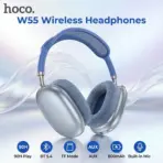 HOCO W55 Wireless Bluetooth 5.4 Headphones, 90H Battery, 800mAh, 40mm Drivers, TF Card, AUX, Built-In Mic, Closed Design, Multi Mode | SKY BLUE