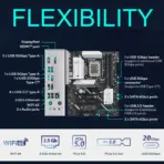 ASUS PRIME B860-PLUS WIFI LGA1851 ATX Motherboard, 4x DDR5 8666+MT/s OC, PCIe 5.0 X16, 2x M.2 NVMe, USB-C 20Gbps, WiFi 6E, Bluetooth 5.3, 2.5Gb LAN, Support Intel® Core Ultra Processors (Series 2) - Image 4