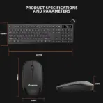 JERTECH KM400 Wireless Keyboard And Mouse Combo, 2.4GHz USB, English / Arabic Full Size 104 Keys, Membrane, Slim Ergonomic Design, With 1500 DPI Adjustable Mouse, Plug And Play Desktop Compatible - Image 7