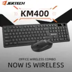 JERTECH KM400 Wireless Keyboard And Mouse Combo, 2.4GHz USB, English / Arabic Full Size 104 Keys, Membrane, Slim Ergonomic Design, With 1500 DPI Adjustable Mouse, Plug And Play Desktop Compatible - Image 3