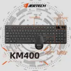 JERTECH KM400 Wireless Keyboard And Mouse Combo, 2.4GHz USB, English / Arabic Full Size 104 Keys, Membrane, Slim Ergonomic Design, With 1500 DPI Adjustable Mouse, Plug And Play Desktop Compatible - Image 2