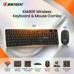 JERTECH KM400 Wireless Keyboard And Mouse Combo, 2.4GHz USB, English / Arabic Full Size 104 Keys, Membrane, Slim Ergonomic Design, With 1500 DPI Adjustable Mouse, Plug And Play Desktop Compatible