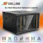 Unilink 6U Wall Mounted Network Cabinet 600x600mm, Toughened Glass Door, SPCC Steel Frame 1.5mm Rails, 19-Inch Rack Compatible, Secure Enclosure For Networking And CCTV Systems
