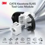 3M CAT6 Keystone RJ45 UTP Module Tool-Less Jack, One-Click Termination, AWG 22-26 Solid And Stranded Cable Support, Universal Keystone Mount, Dust Shutter, Reusable Design