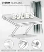 N106 Adjustable Laptop Stand Z-Type, Foldable Aluminum Alloy Build, Multi-Angle Ergonomic Hight Adjustable Design, Anti-Slip Silicone, Heat Vent, Supports Laptops Up To 16 Inch | Silver - Image 7