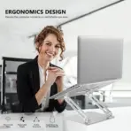 N106 Adjustable Laptop Stand Z-Type, Foldable Aluminum Alloy Build, Multi-Angle Ergonomic Hight Adjustable Design, Anti-Slip Silicone, Heat Vent, Supports Laptops Up To 16 Inch | Silver - Image 6