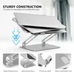 N106 Adjustable Laptop Stand Z-Type, Foldable Aluminum Alloy Build, Multi-Angle Ergonomic Hight Adjustable Design, Anti-Slip Silicone, Heat Vent, Supports Laptops Up To 16 Inch | Silver - Image 4