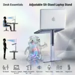 N104 Adjustable Laptop Stand Sit Stand, 8.7 To 15 Inch Adjustable Height Range, Heavy Duty Metal Build, Quick Lock Adjustment, Ergonomic Eye Level Design, Supports 13.3 To 17.3 Inch Laptops