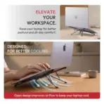  3 In 1 Magnetic Laptop - Tablet - Phone Stand, Foldable Aluminum, Adjustable 360 Rotation, Ergonomic Holder , For Up To 17 Inch Devices With MagSafe Ring, Portable Desktop Mount | Grey ~ E05 - Image 5